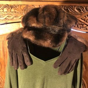 Funky Faux Fur Hat with Matching Gloves